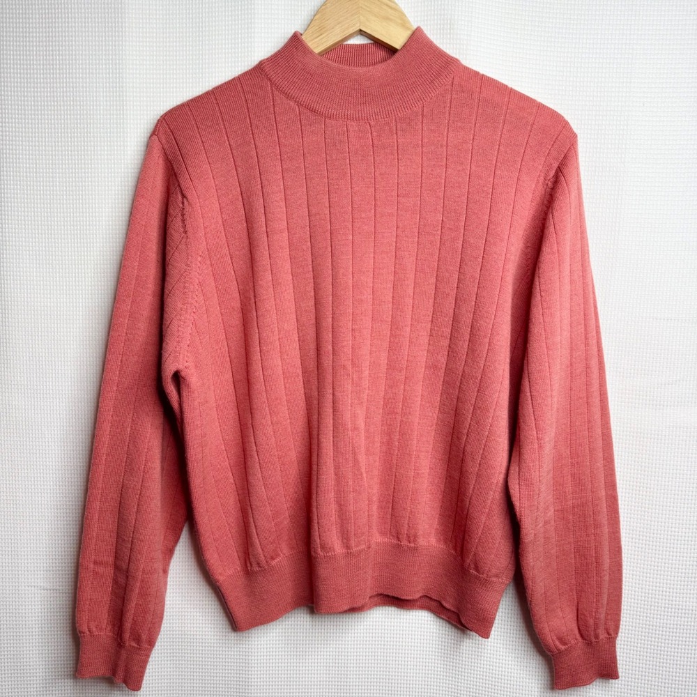 Vintage CharterClub Classics Large Dusty Rose 100% Merino Wool Mock Neck Sweater